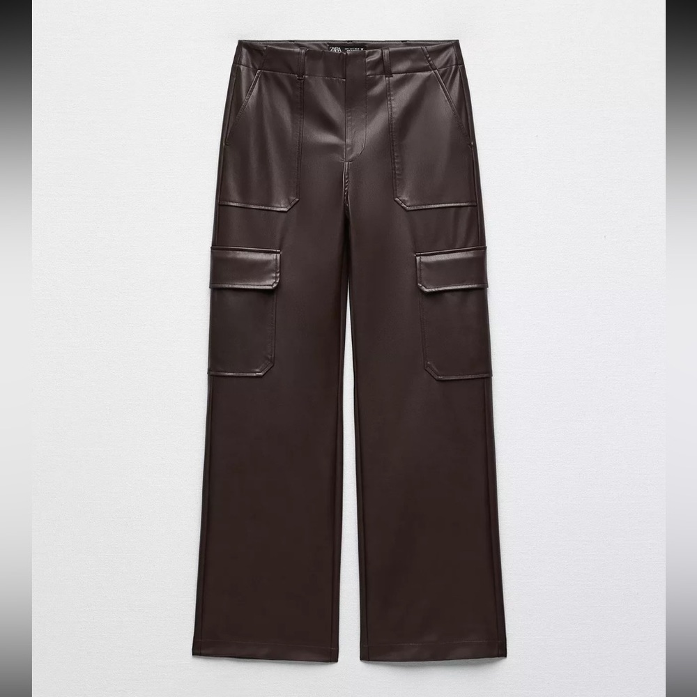 Zara Faux Leather Cargo Pants